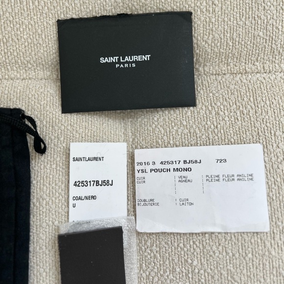 Yves Saint Laurent Coal Gray Leather Pouch Mono- crossbody - Picture 2 of 16